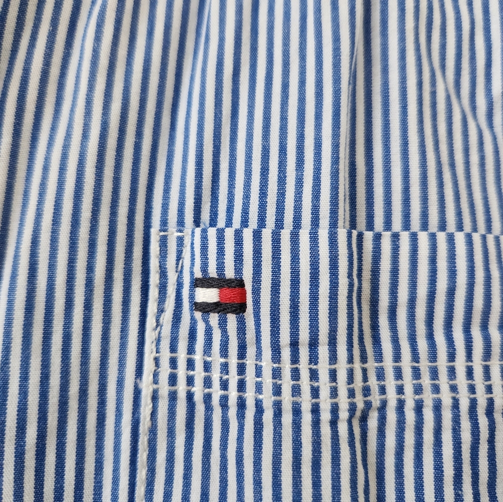 Tommy Hilfiger Youth Blue Striped casual button down shirt - Picture 2 of 4